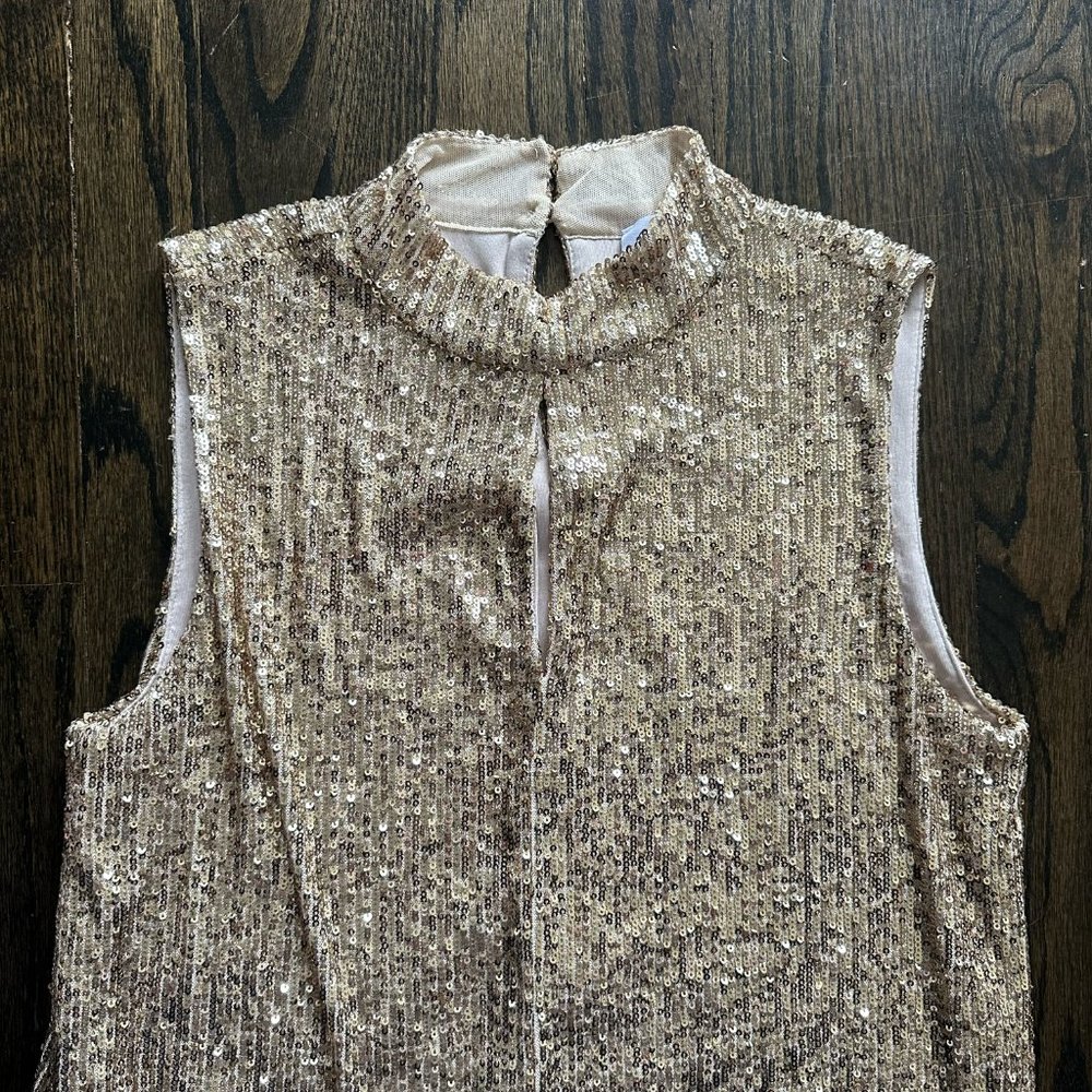 CALVIN KLEIN Womens Sequined Sleeveless Mock Neck Party Party Top - Picture 5 of 6